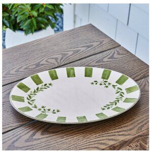 Better Homes and Gardens 18" Green & White Oval Floral Melamine Serving Tray